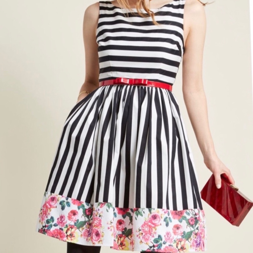 Mod Cloth Miss Mix-it Floral/Stripe Dress Sz 1x